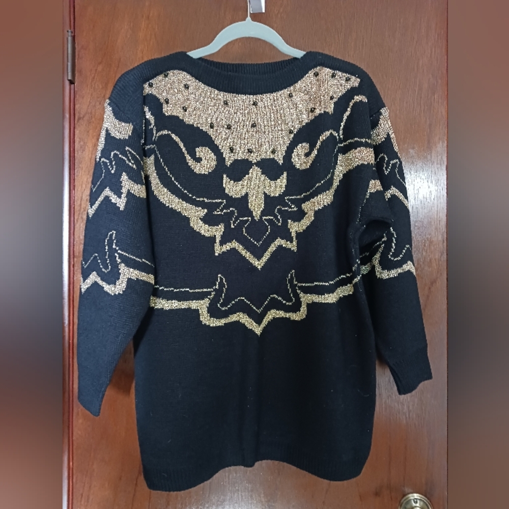 Elegant Black and Gold Women's Sweater